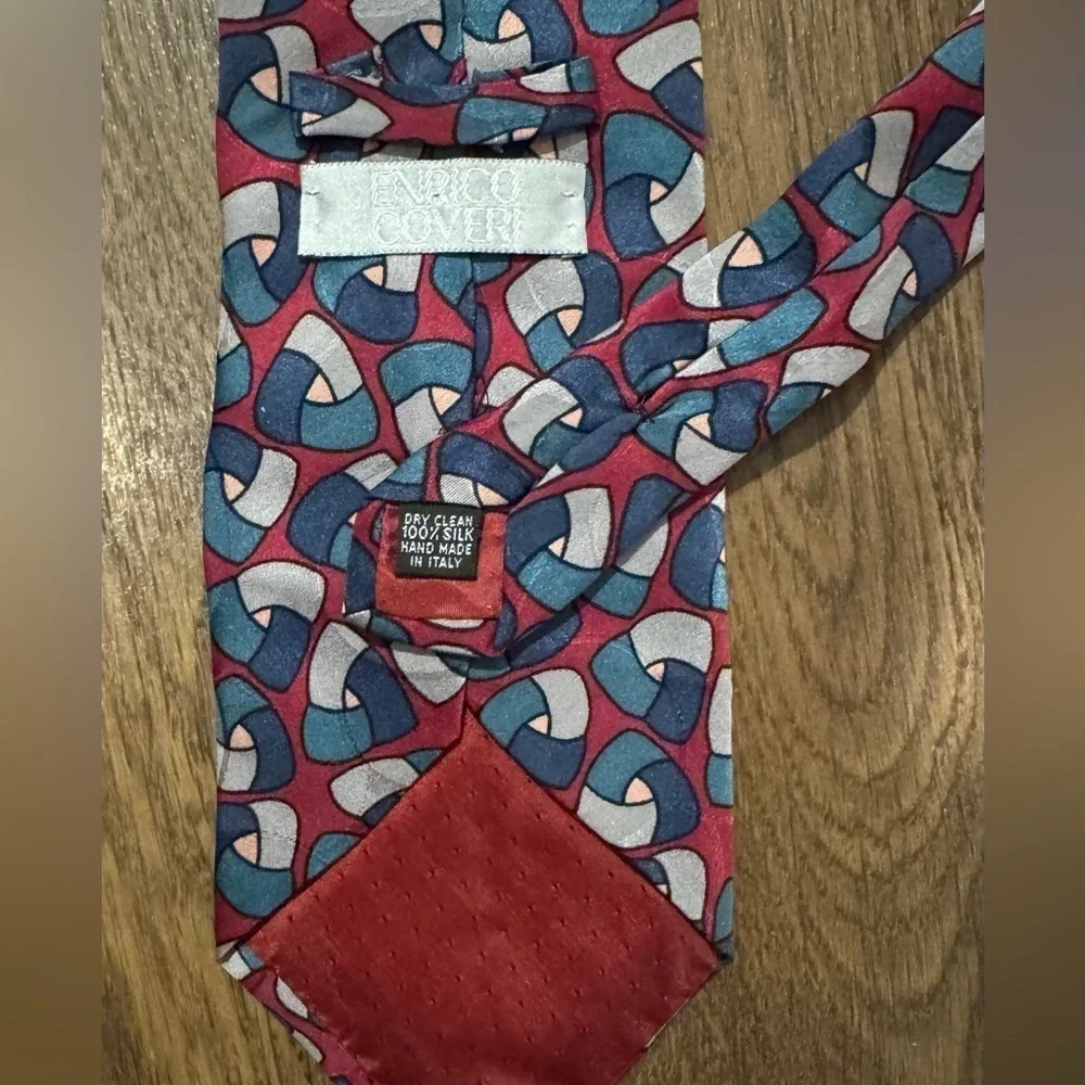 Enrico Coveri 100% Silk Dress Tie Made in Italy Bold Abstract Print Lot of 2